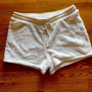 White furry shorts